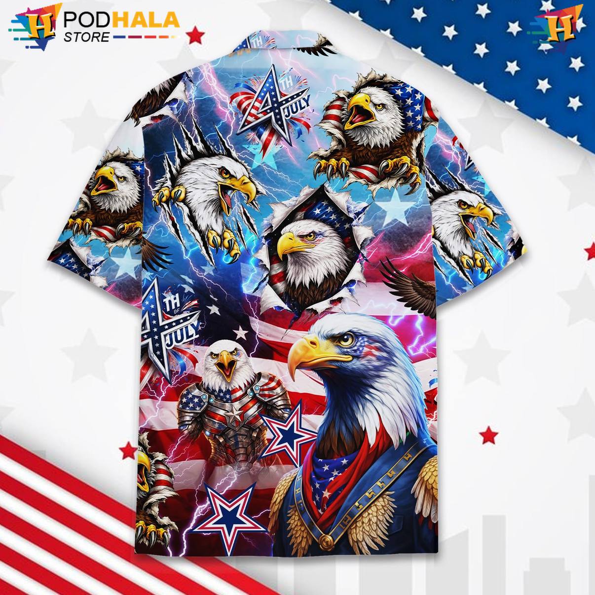Retro Eagle Aloha Shirt Multicolor Mens Short Sleeve Summer Beach Top Retro Eagle Aloha Shirt Multicolor Mens Short Sleeve Summer Beach Top