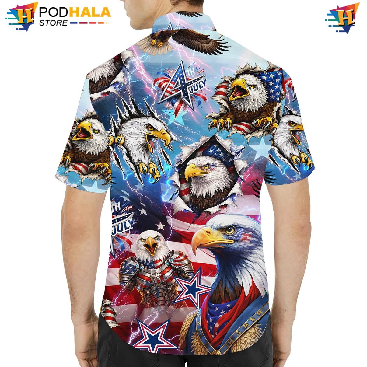 Retro Eagle Tropical Shirt Multicolor Mens Short Sleeve Summer Beach Top Retro Eagle Tropical Shirt Multicolor Mens Short Sleeve Summer Beach Top