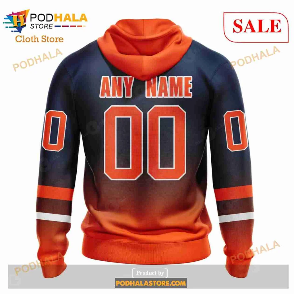 Retro Edmonton Oilers AOP Hoodie Featuring Gradient Design And Team Logo Retro Edmonton Oilers AOP Hoodie Featuring Gradient Design And Team Logo