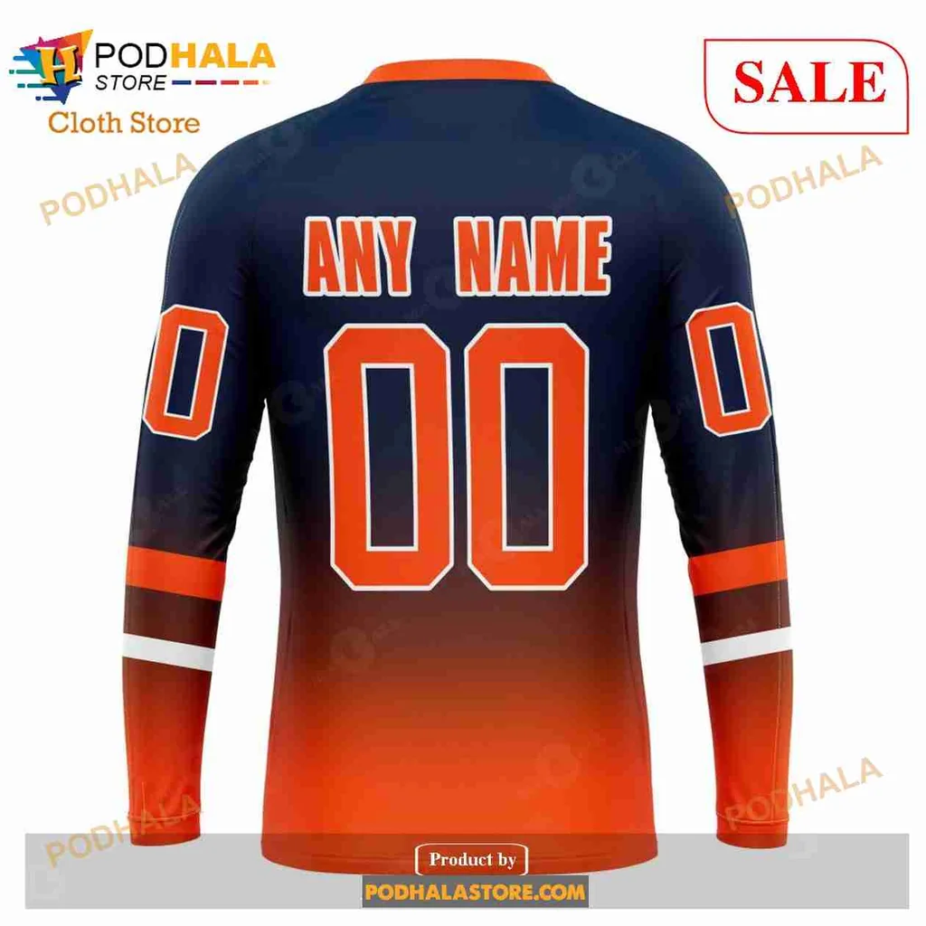 Retro Edmonton Oilers 3d Hoodie Featuring Gradient Design And Team Logo - Product View 5 Retro Edmonton Oilers 3d Hoodie Featuring Gradient Design And Team Logo - Product View 5