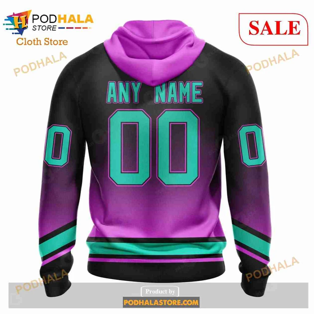 Retro Florida Panthers Palm Tree Hoodie With Gradient Design - View 2 Retro Florida Panthers Palm Tree Hoodie With Gradient Design - View 2