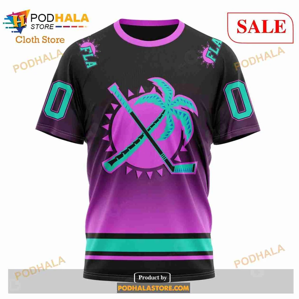 Retro Florida Panthers Palm Tree Hoodie With Gradient Design - Product View 6 Retro Florida Panthers Palm Tree Hoodie With Gradient Design - Product View 6