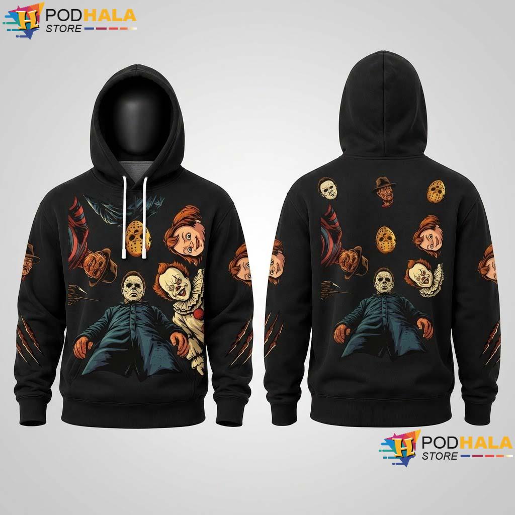 Retro Movie Halloween 3D Hoodie Scary Horror Character Spooky Season