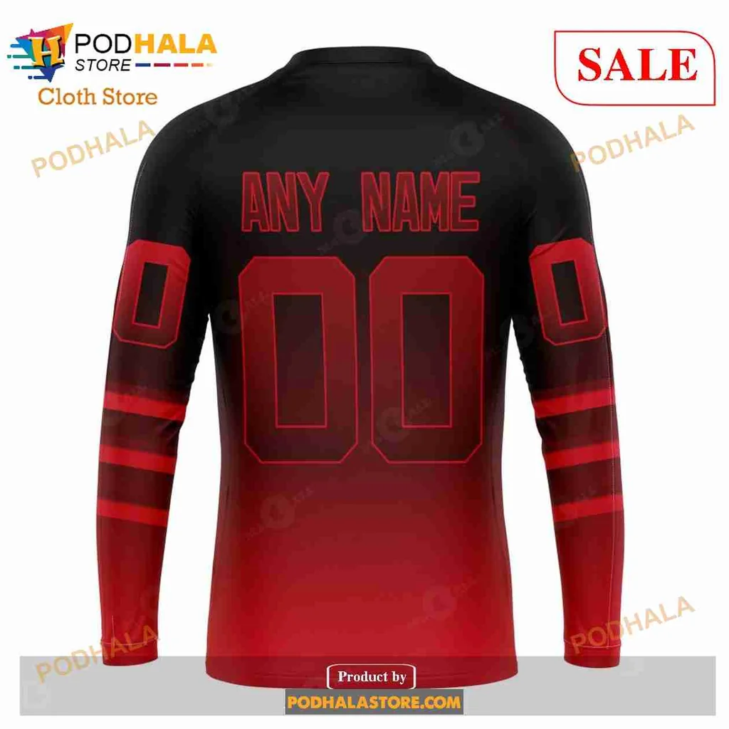 Retro New Jersey Devils Hoodie With Bold Gradient Design - Product View 5 Retro New Jersey Devils Hoodie With Bold Gradient Design - Product View 5