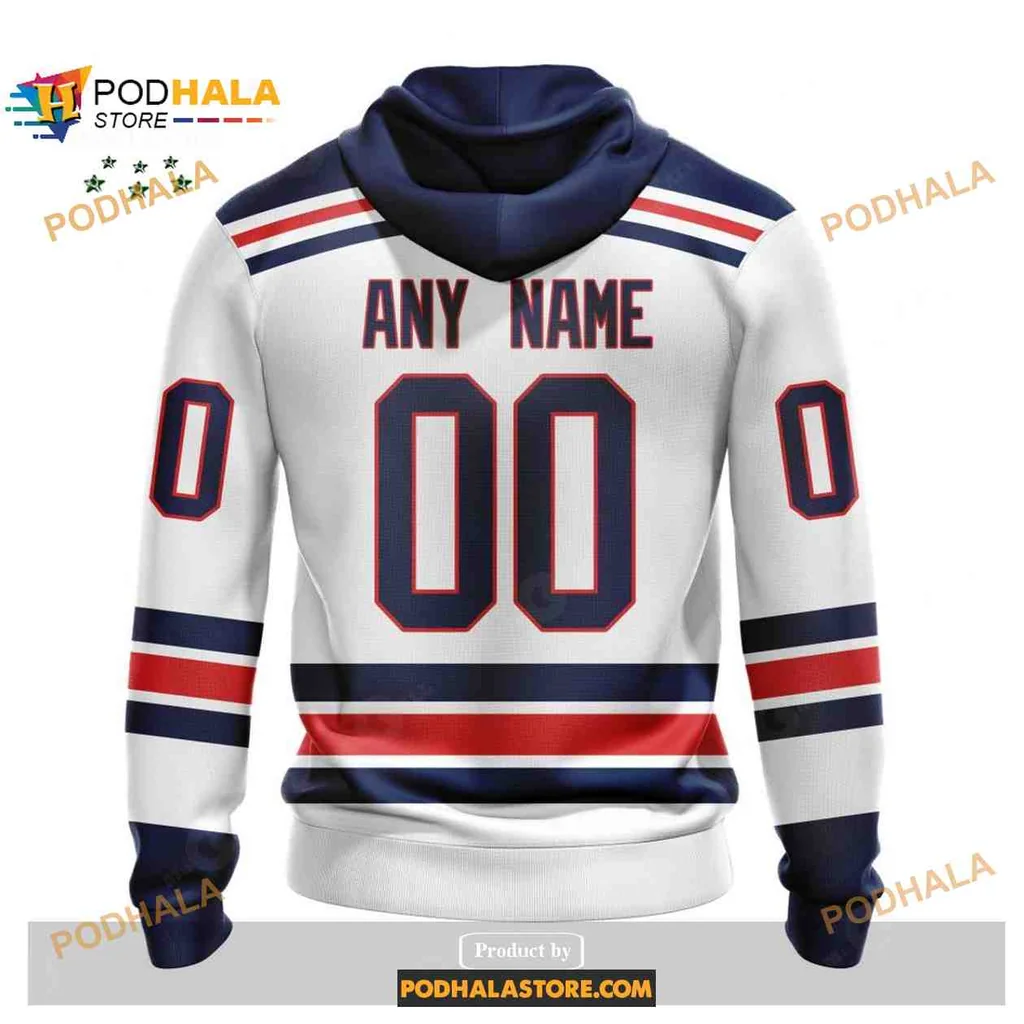 Retro New York Rangers All Over Print Hoodie With Bold Red And Blue Accents Retro New York Rangers All Over Print Hoodie With Bold Red And Blue Accents