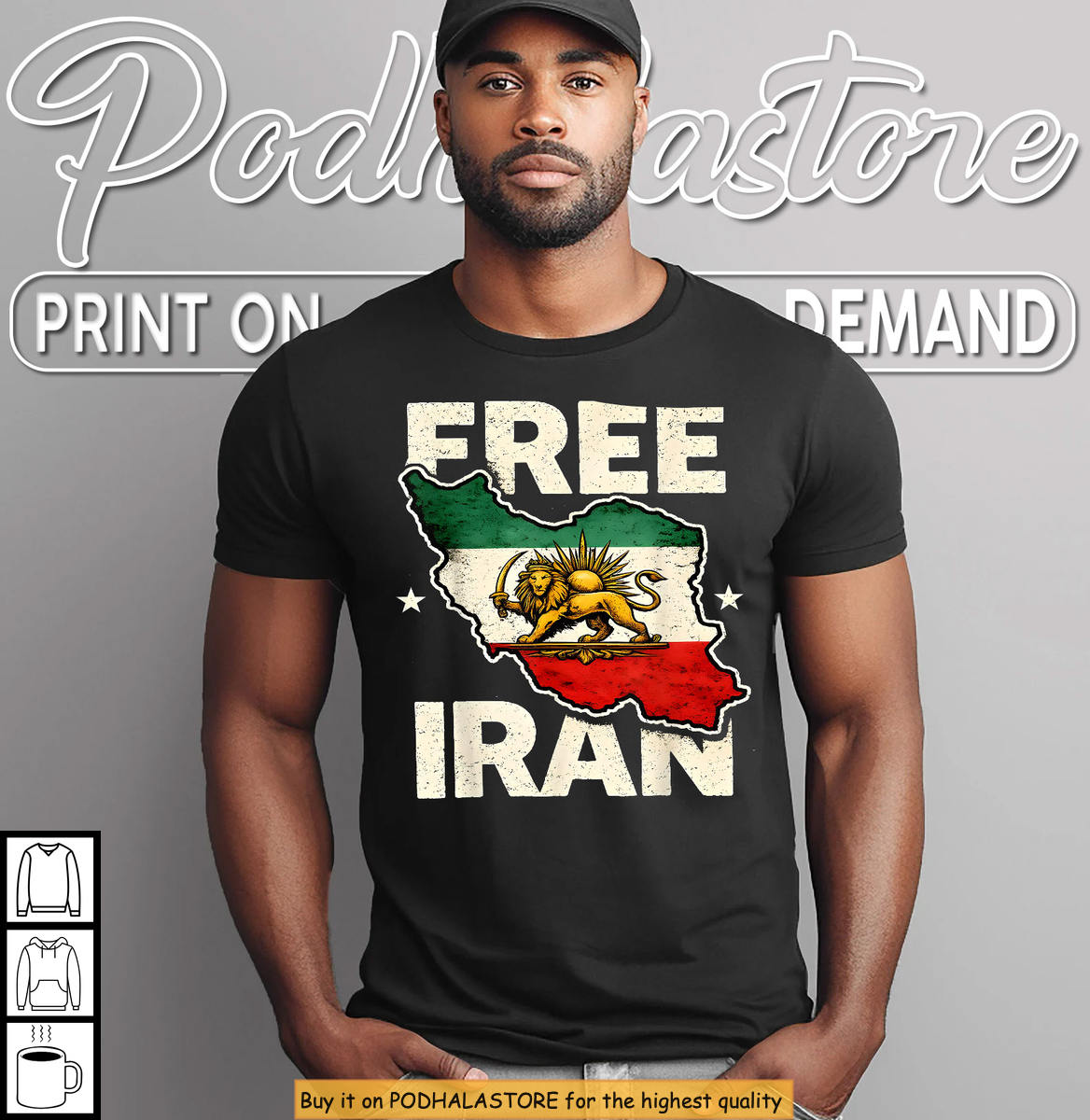 Retro Persia Map Graphic Free Iran Vintage Map Shirt Lion Design Tee