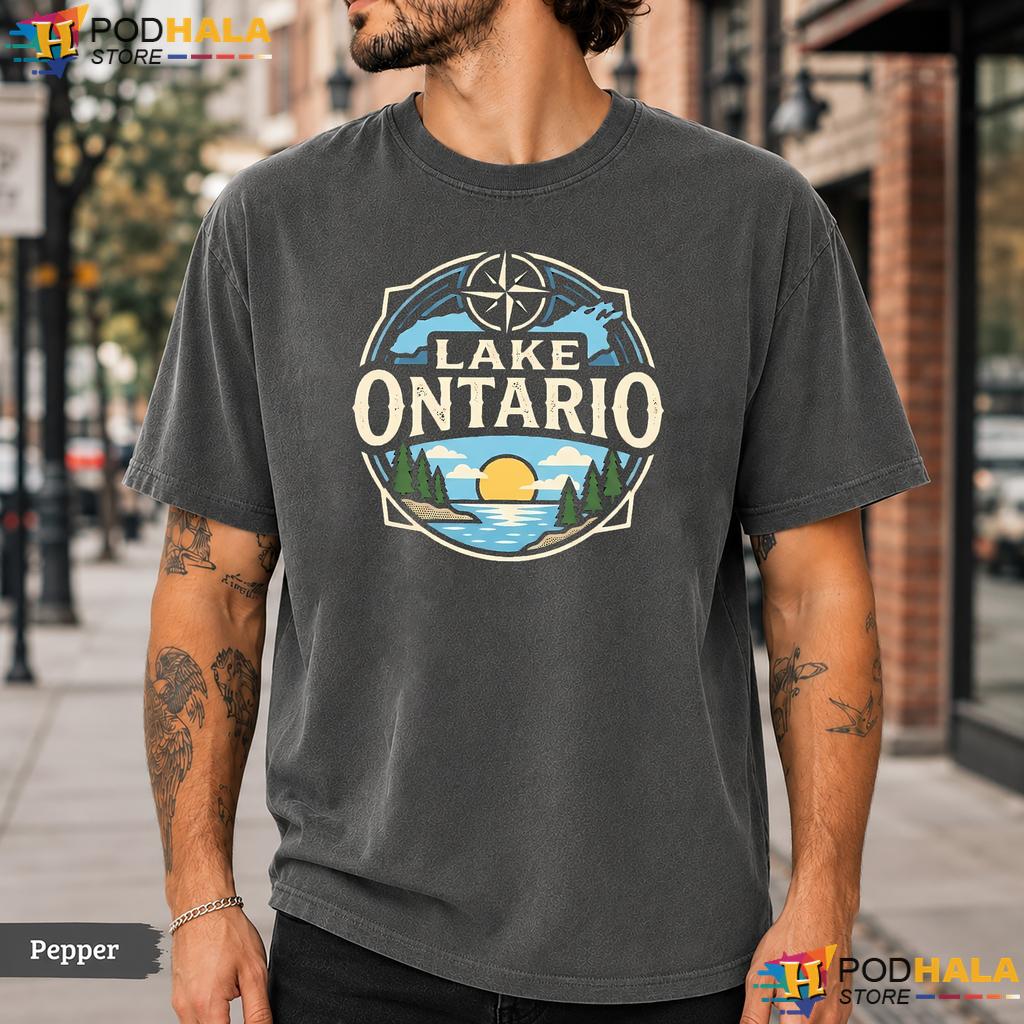 Retro Scene Lake Ontario Comfort Colors T-Shirt Vintage Sunset Nature