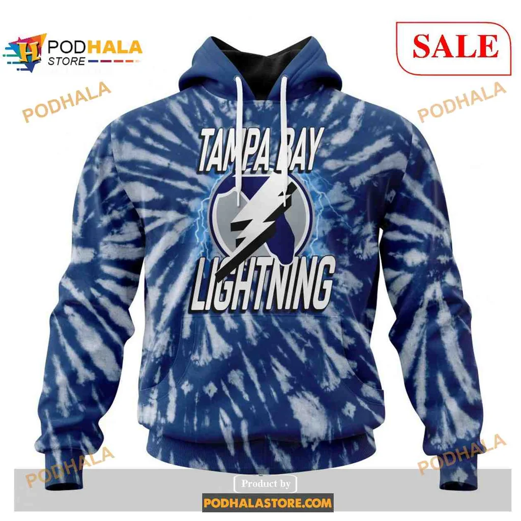 Retro Tampa Bay Lightning Hoodie With Vibrant Tie Dye Design