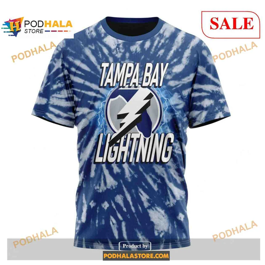 Retro Tampa Bay Lightning Hoodie With Vibrant Tie Dye Design - View 2 Retro Tampa Bay Lightning Hoodie With Vibrant Tie Dye Design - View 2