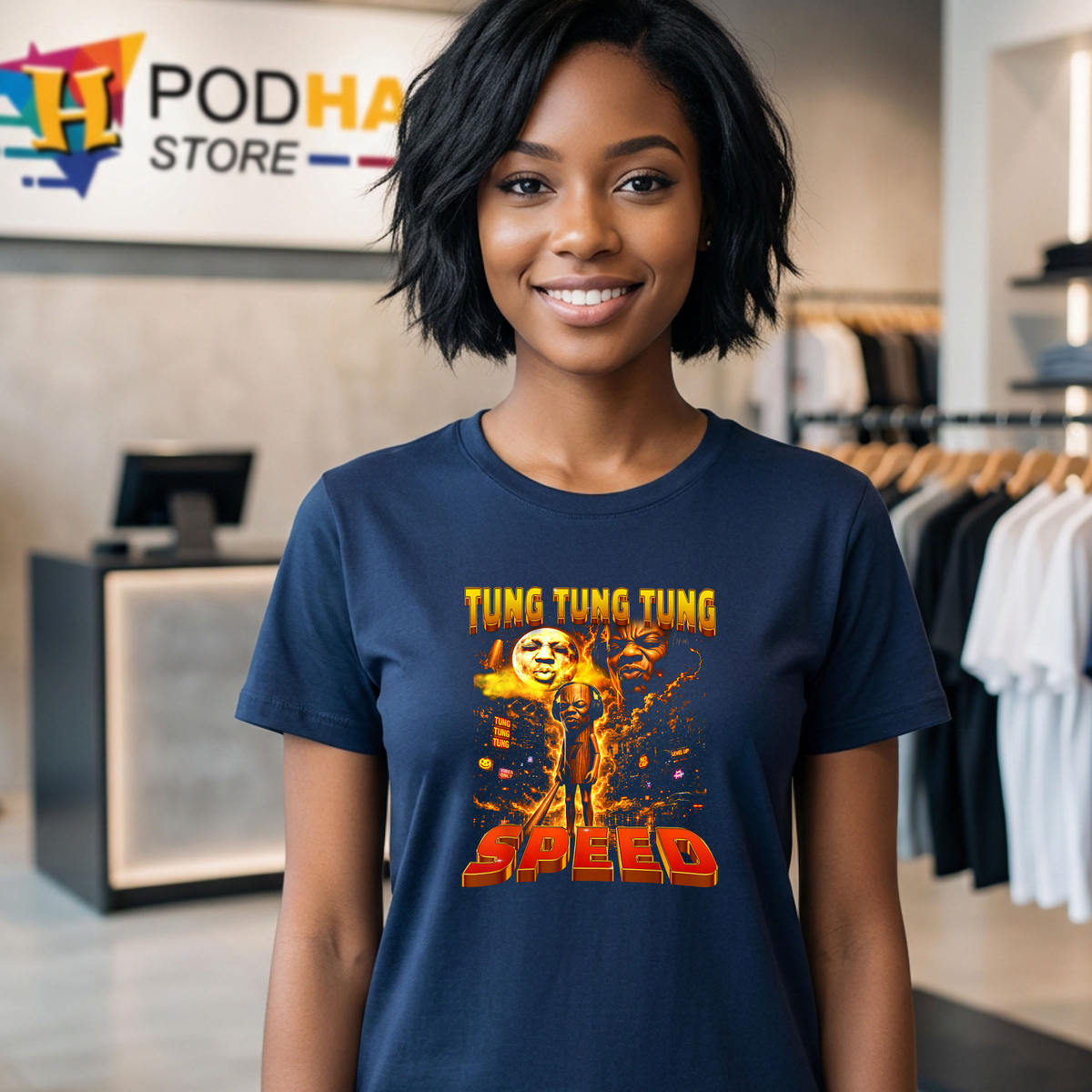 Retro Tung Tung Speed Howling Shirt 2026 To The Moon Face Funny Meme Fan Gear
