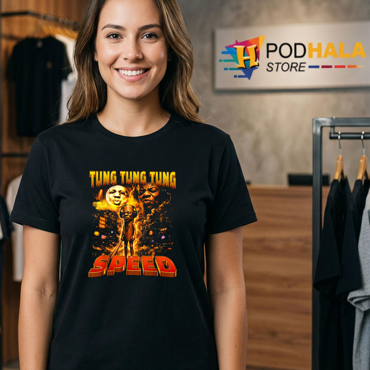 Retro Tung Tung Speed Howling T-Shirt 2026 To The Moon Face Funny Meme Fan Gear Retro Tung Tung Speed Howling T-Shirt 2026 To The Moon Face Funny Meme Fan Gear
