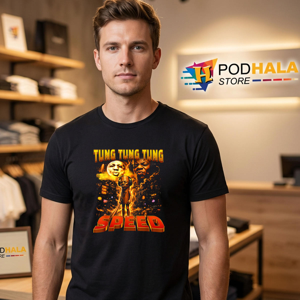 Retro Tung Tung Speed Howling Tshirt 2026 To The Moon Face Funny Meme Fan Gear Retro Tung Tung Speed Howling Tshirt 2026 To The Moon Face Funny Meme Fan Gear