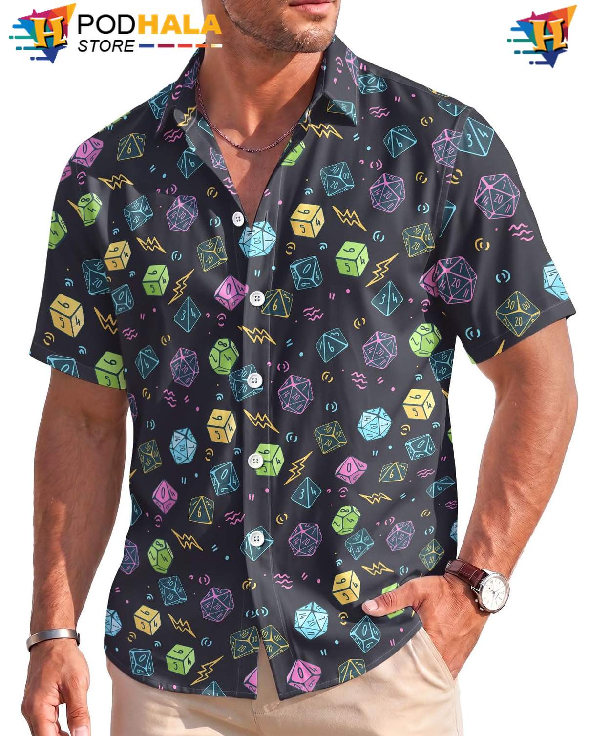 Retro Video Game Aloha Shirt Mens Stretch Beach Resort Wear Vacation Outfit