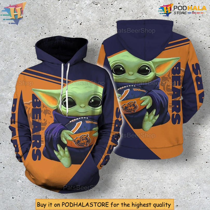 Retro Yoda Theme Chicago Bears Retro Hoodie Star Wars Inspired