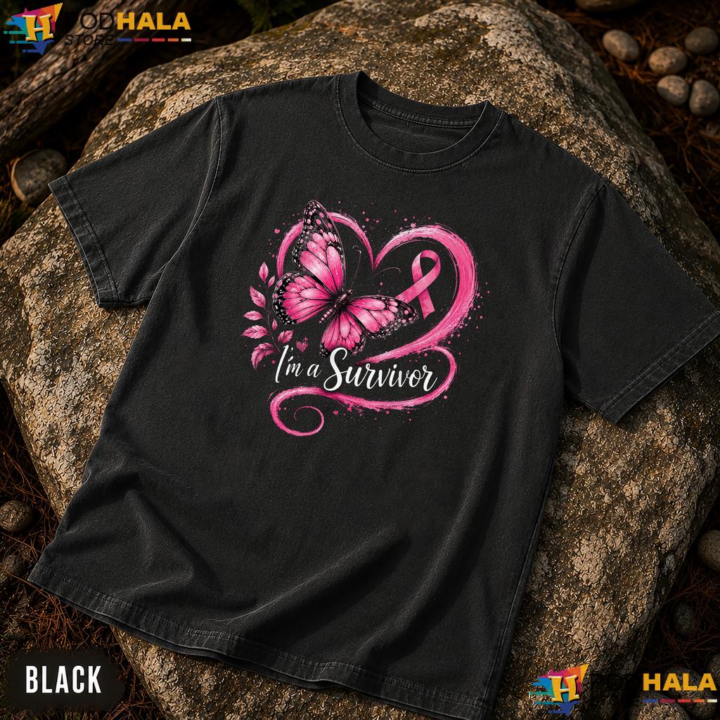 Ribbon Heart Survivor Comfort Colors Shirt Breast Cancer Awareness