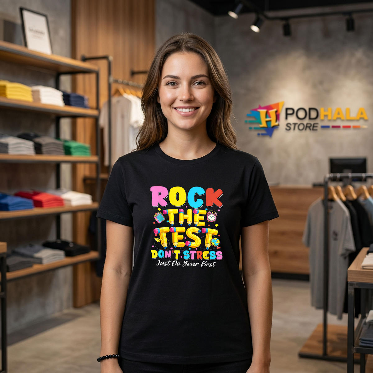 Rock The Test Dont Stress Shirt 2026 Just Do Your Best Teacher Testing Apparel