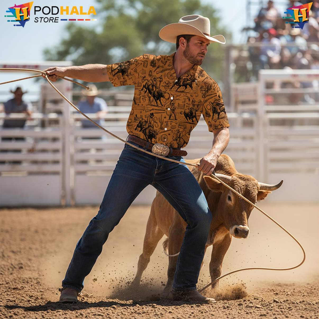 Rodeo Bull Tropical Shirt Mens Casual Beach Button Down Tropical Camp Outfit Rodeo Bull Tropical Shirt Mens Casual Beach Button Down Tropical Camp Outfit