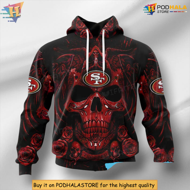 Roses Death Skull Art 3D San Francisco 49ers Mens Hoodie Personalized Gift
