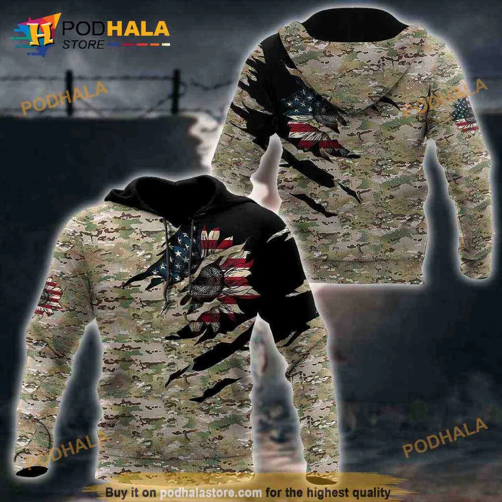 Rugged American Flag Skull Camo Hoodie With Edgy Design