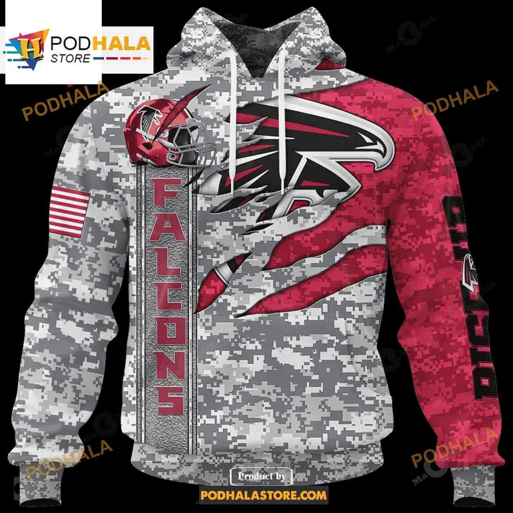 Rugged Atlanta Falcons Camouflage 3d Hoodie With Patriotic Design