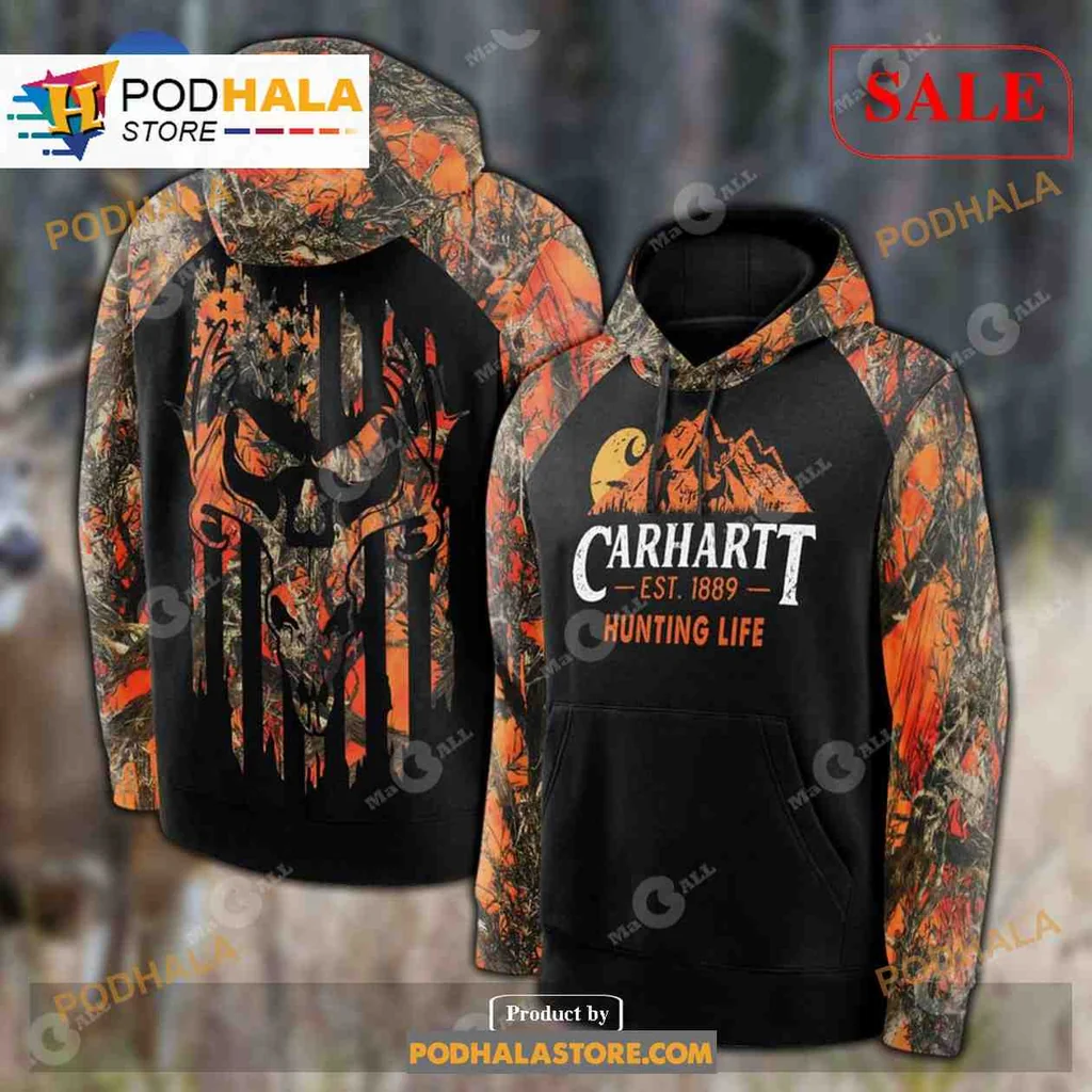 Rugged Deer Skull Camouflage 3d Hoodie For Outdoor Enthusiasts