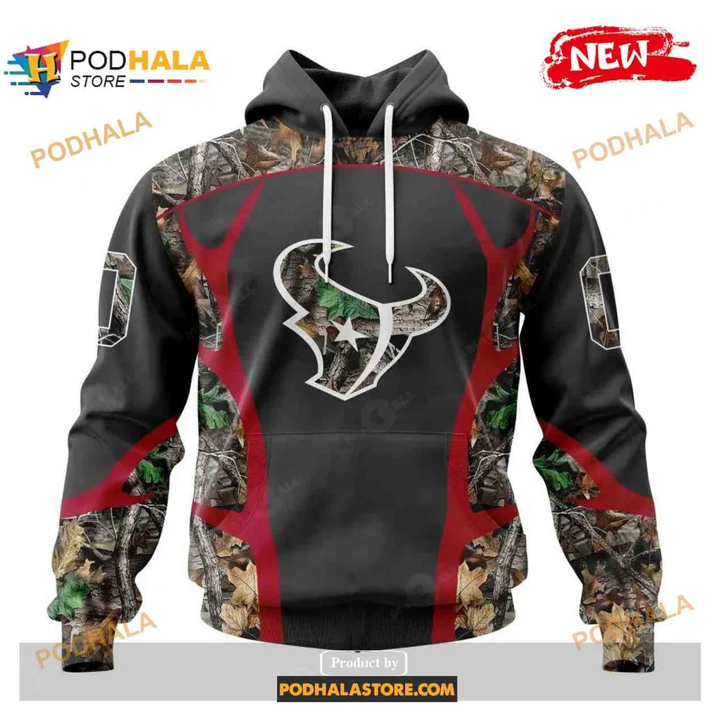 Rugged Houston Texans Camo Hunting Hoodie With Bold Logo Design