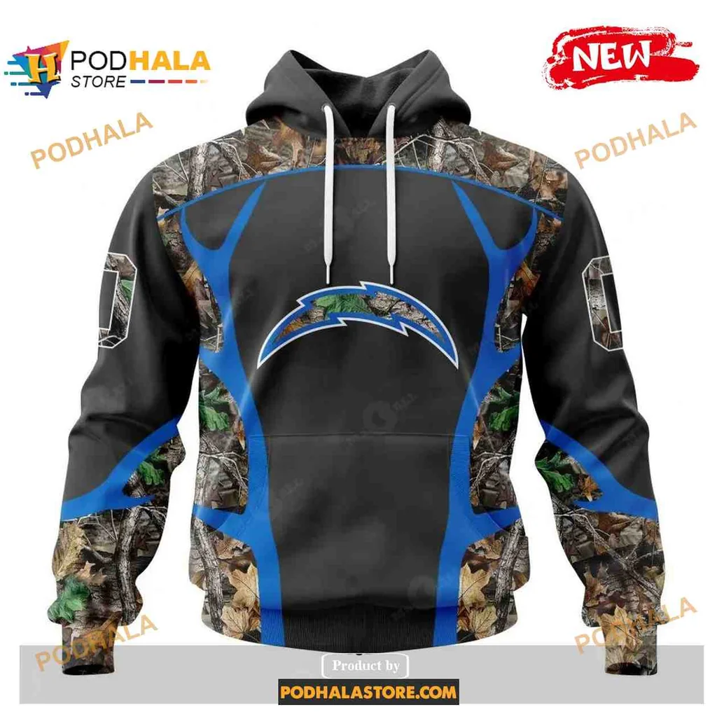 Rugged Los Angeles Chargers Camouflage 3d Hoodie With Bold Blue Accents