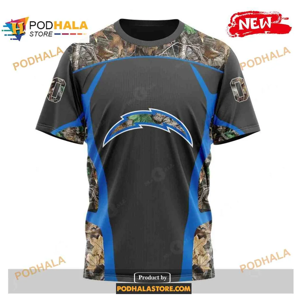 Rugged Los Angeles Chargers Camouflage AOP Hoodie With Bold Blue Accents Rugged Los Angeles Chargers Camouflage AOP Hoodie With Bold Blue Accents