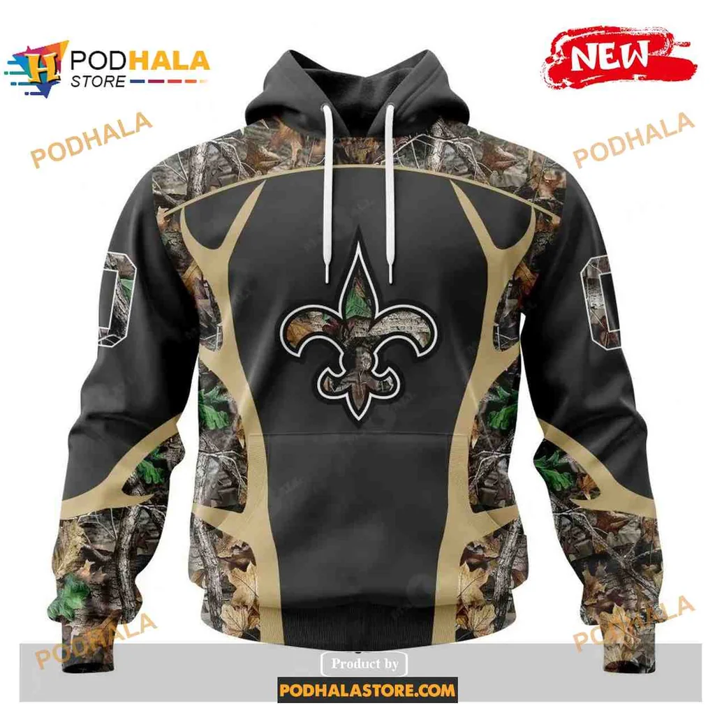 Rugged New Orleans Saints Camouflage 3d Hoodie With Black Design