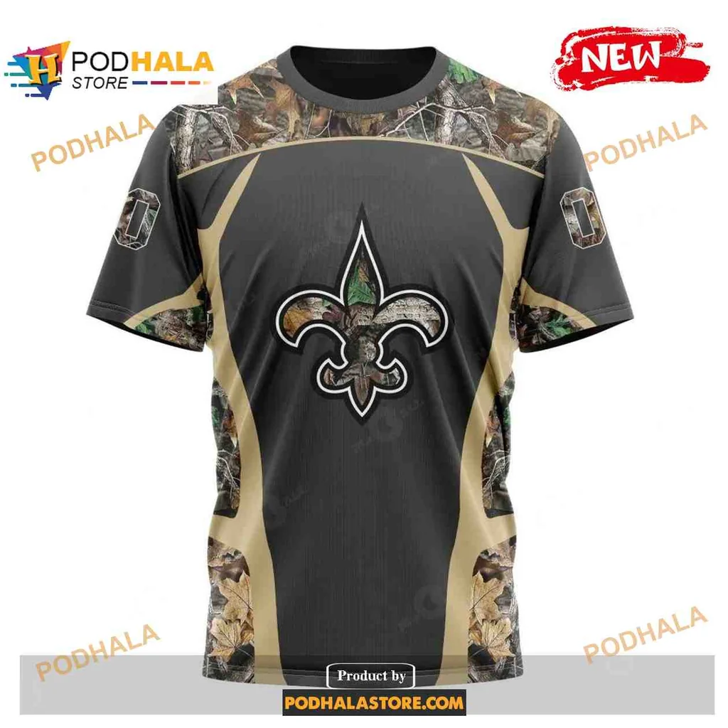 Rugged New Orleans Saints Camouflage AOP Hoodie With Black Design Rugged New Orleans Saints Camouflage AOP Hoodie With Black Design