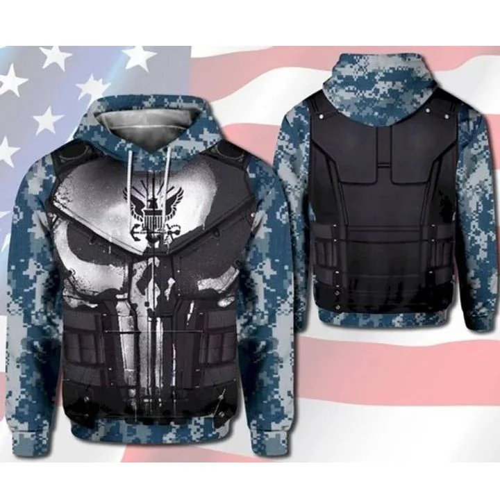 Rugged Skull Camouflage 3d Hoodie With Tactical Military Design