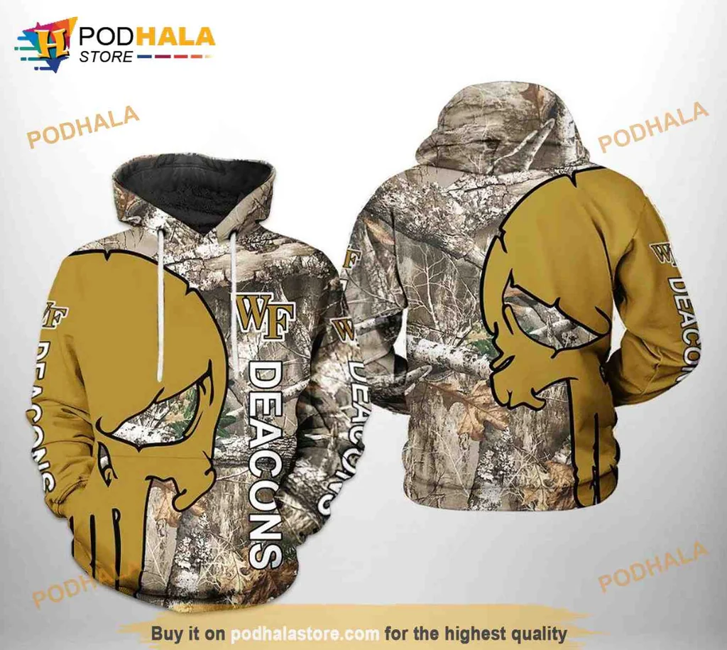 Rugged Wake Forest Demon Deacons 3d Hoodie With Bold Skull Graphic