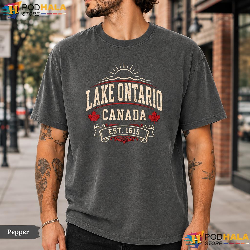 Rustic Canada Lake Ontario Comfort Colors T-Shirt Vintage Est 1615 Leaf