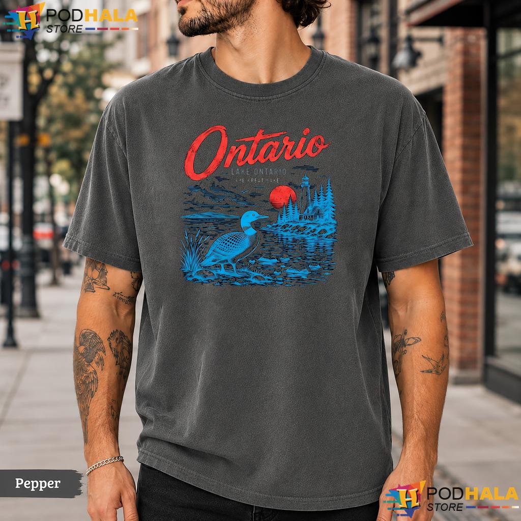 Rustic Loon Lake Ontario Comfort Colors T-Shirt Vintage Est 1615 Top