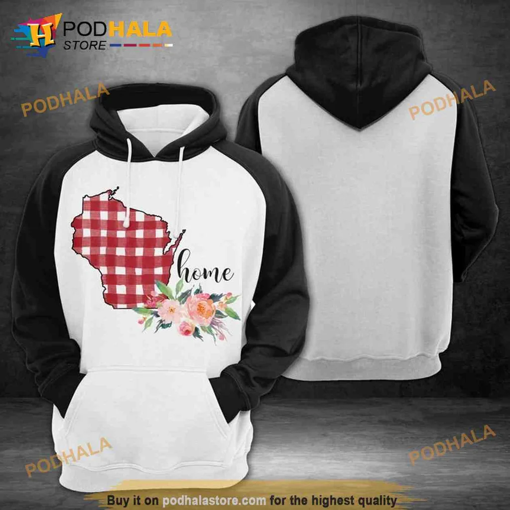 Rustic Wisconsin Home 3d Hoodie With Floral Design And Cozy Aesthetic