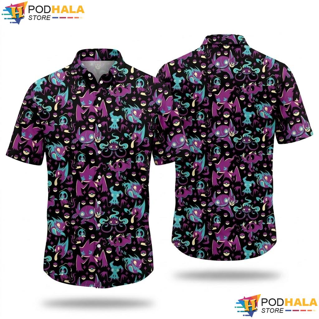 Sableye Banette Button Up Shirt Spooky Ghost Gothic Summer Beach Top