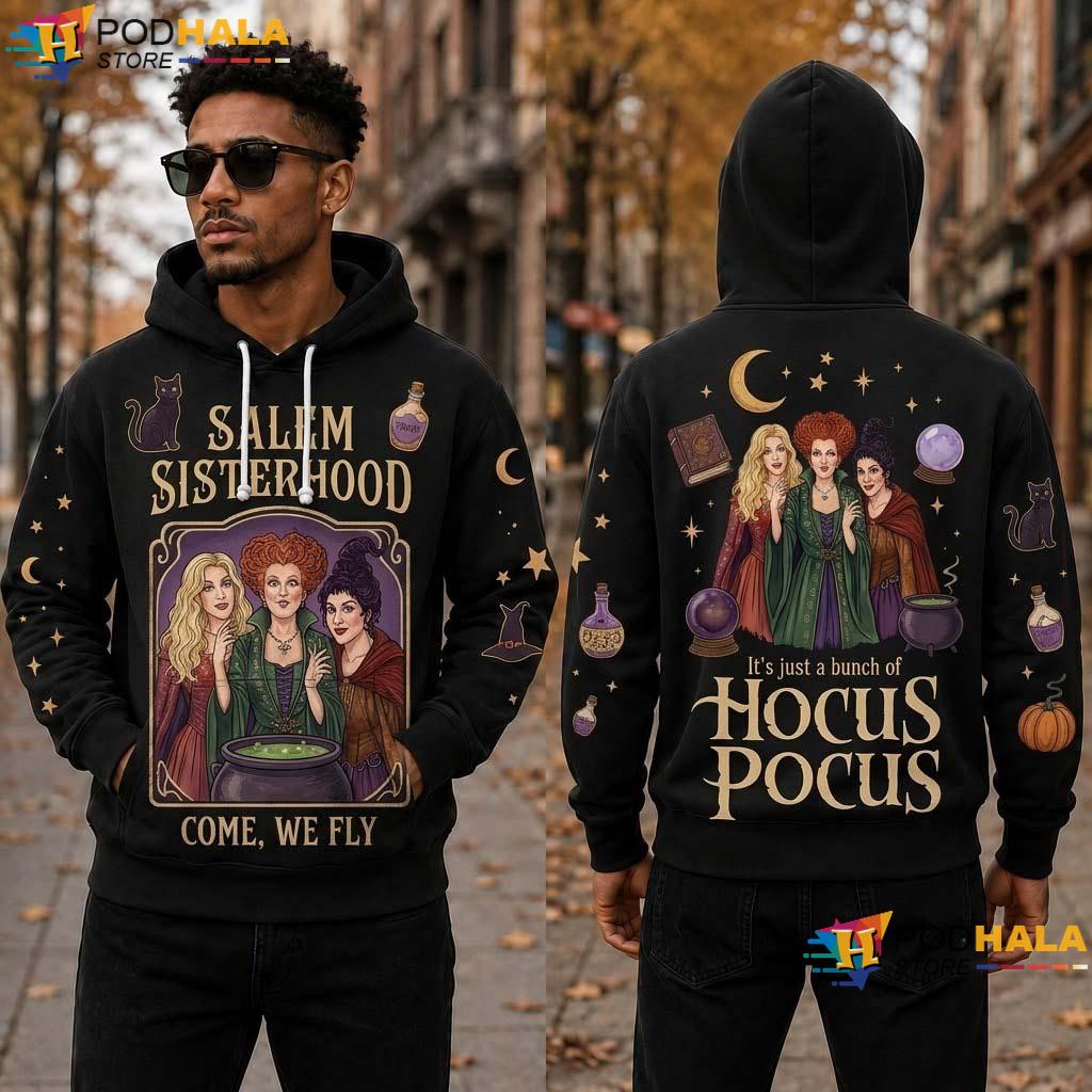 Salem Witch Halloween 3D Printed Hoodie Spellbound Hocus Pocus Top - View 1 Salem Witch Halloween 3D Printed Hoodie Spellbound Hocus Pocus Top - View 1