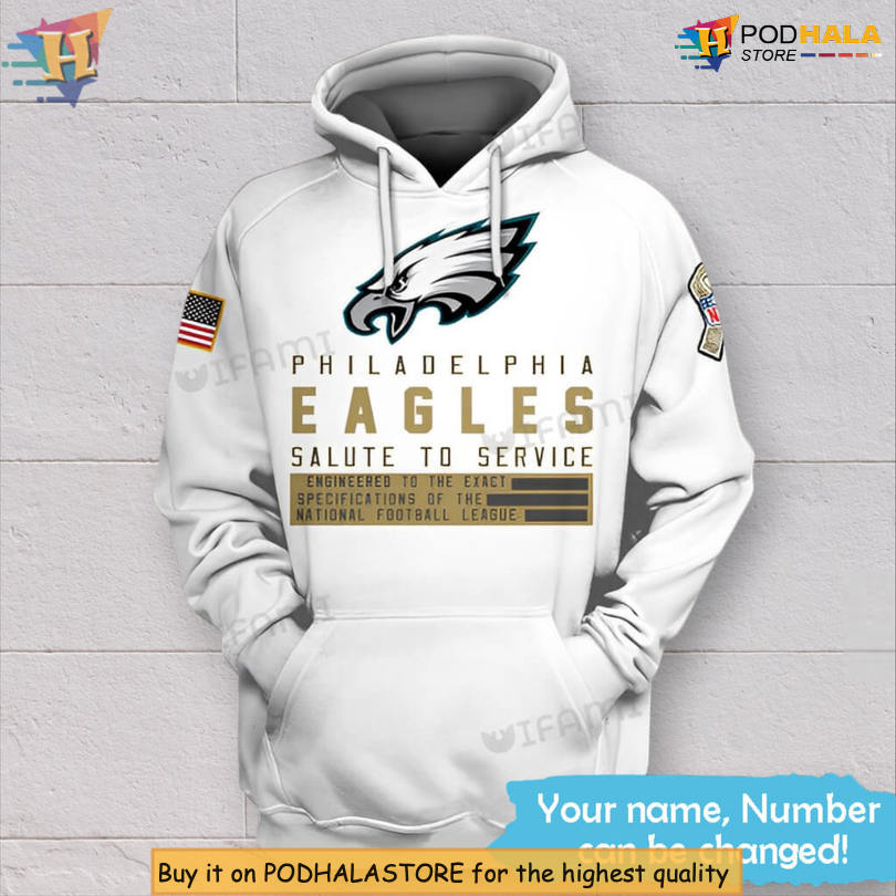 Salute To Service Custom Philadelphia Eagles Green Hoodie 3D White Edition Salute To Service Custom Philadelphia Eagles Green Hoodie 3D White Edition