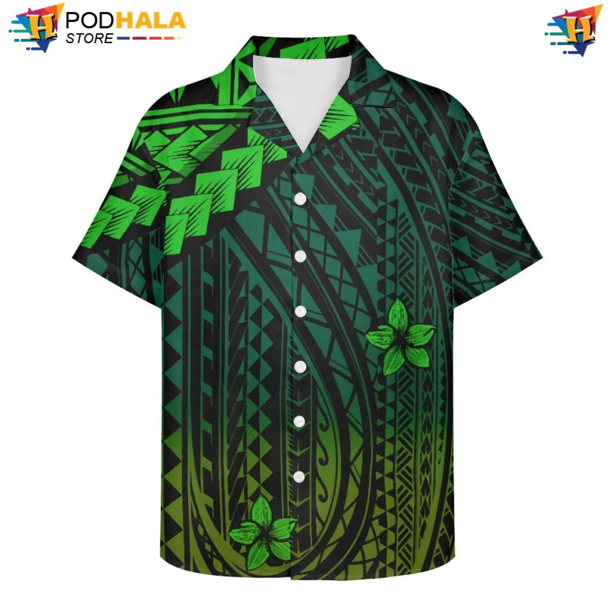 Samoa Plumeria Hawaiian Shirt Mens Traditional Tropical Button Down Top