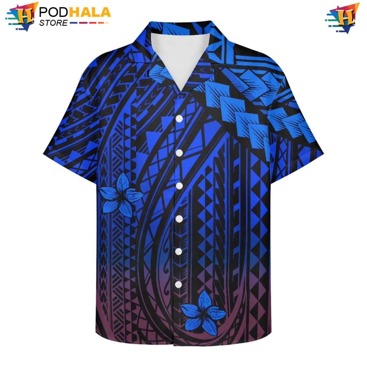 Samoan Plumeria Hawaiian Shirt Mens Traditional Polynesian Holiday Apparel