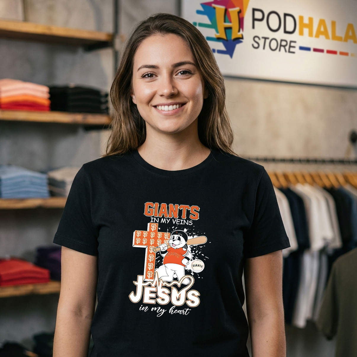 San Francisco Giants Mascot Jesus Shirt 2026 In My Veins In My Heart Graphic