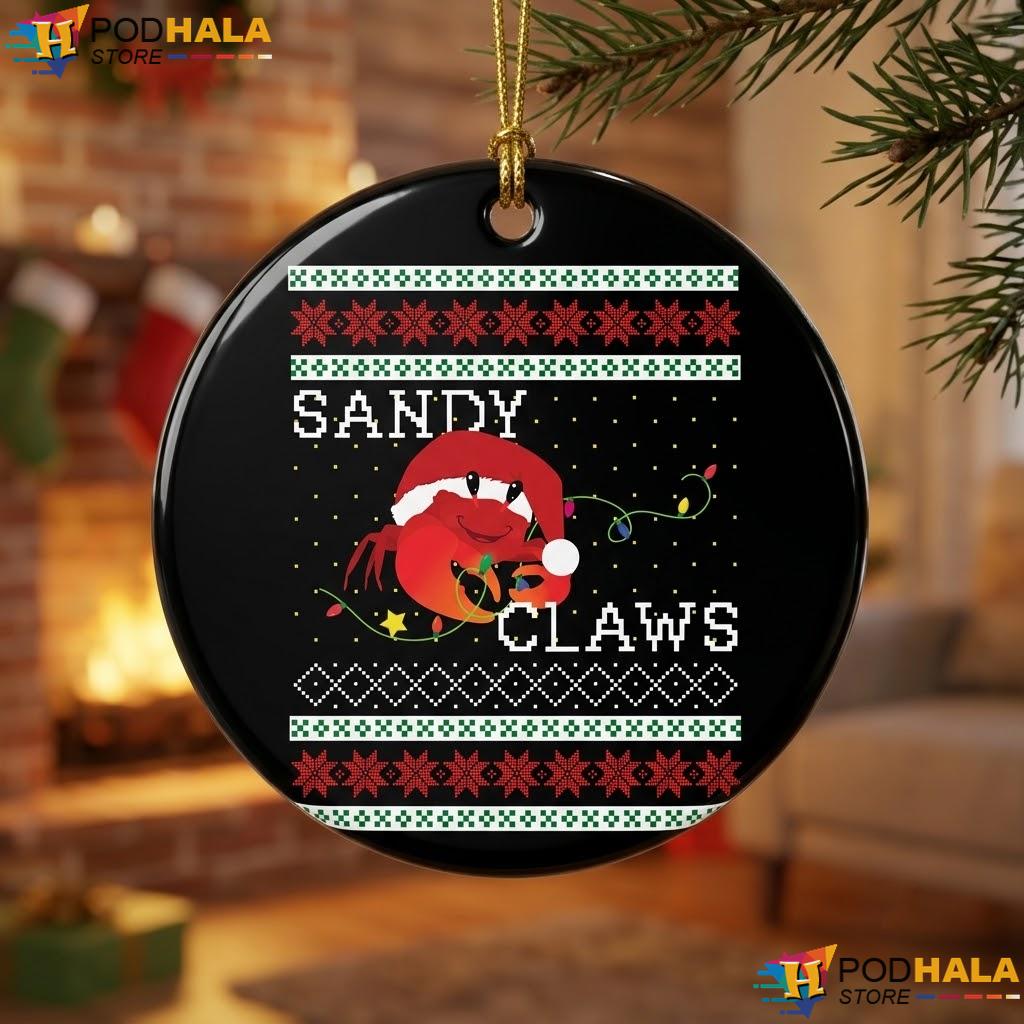 Sandy Claws Crab Lovers Christmas Ornament Funny Pun Holiday Gift