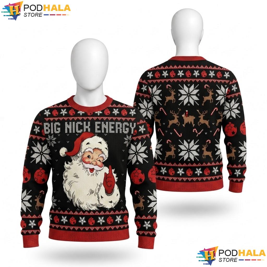 Santa Claus Big Nick Energy Ugly Christmas Sweater Funny Mens Top