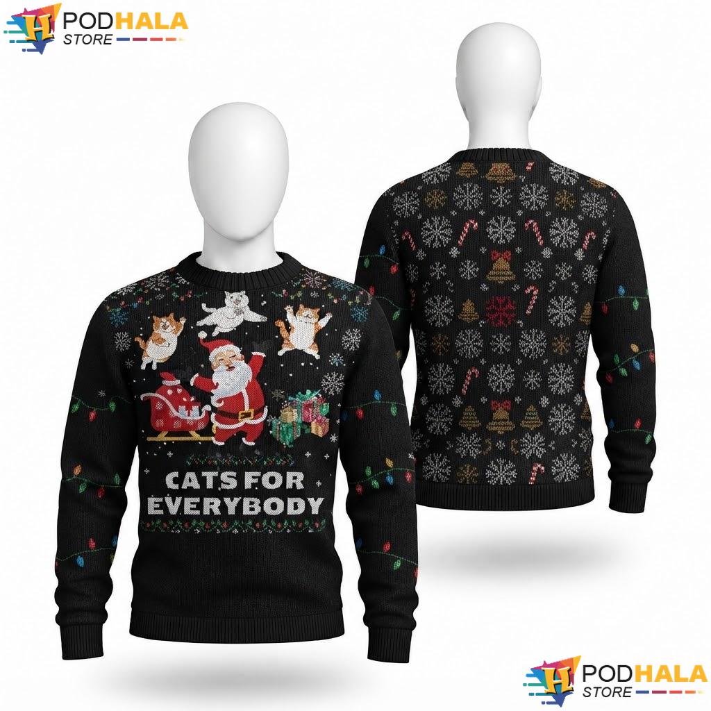 Santa Claus Catmas Christmas Sweater Cats For Everybody Funny Top
