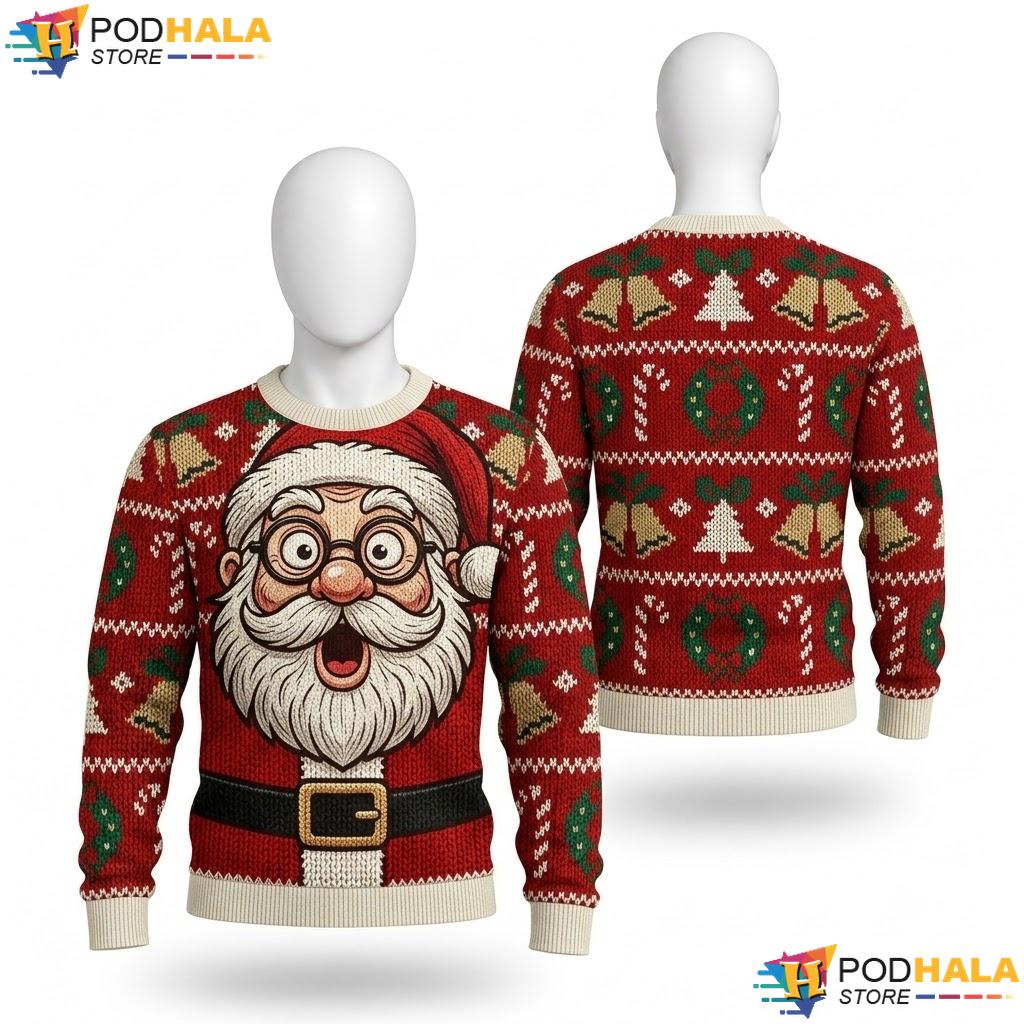 Santa Claus Festive Ugly Sweater Cute Funny Christmas Holiday Knit