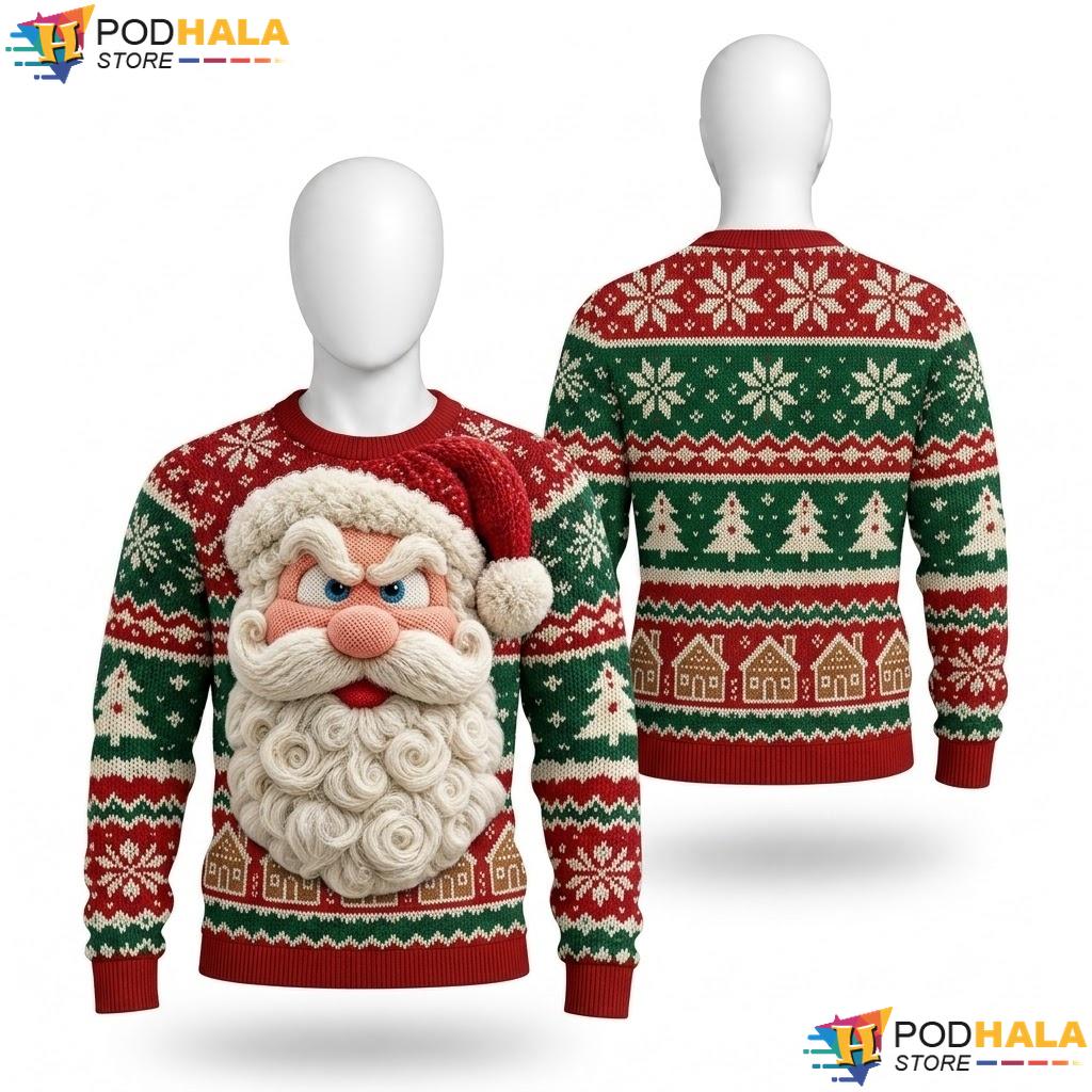 Santa Claus Funny Ugly Christmas Sweater Playful Mens Holiday Outfit