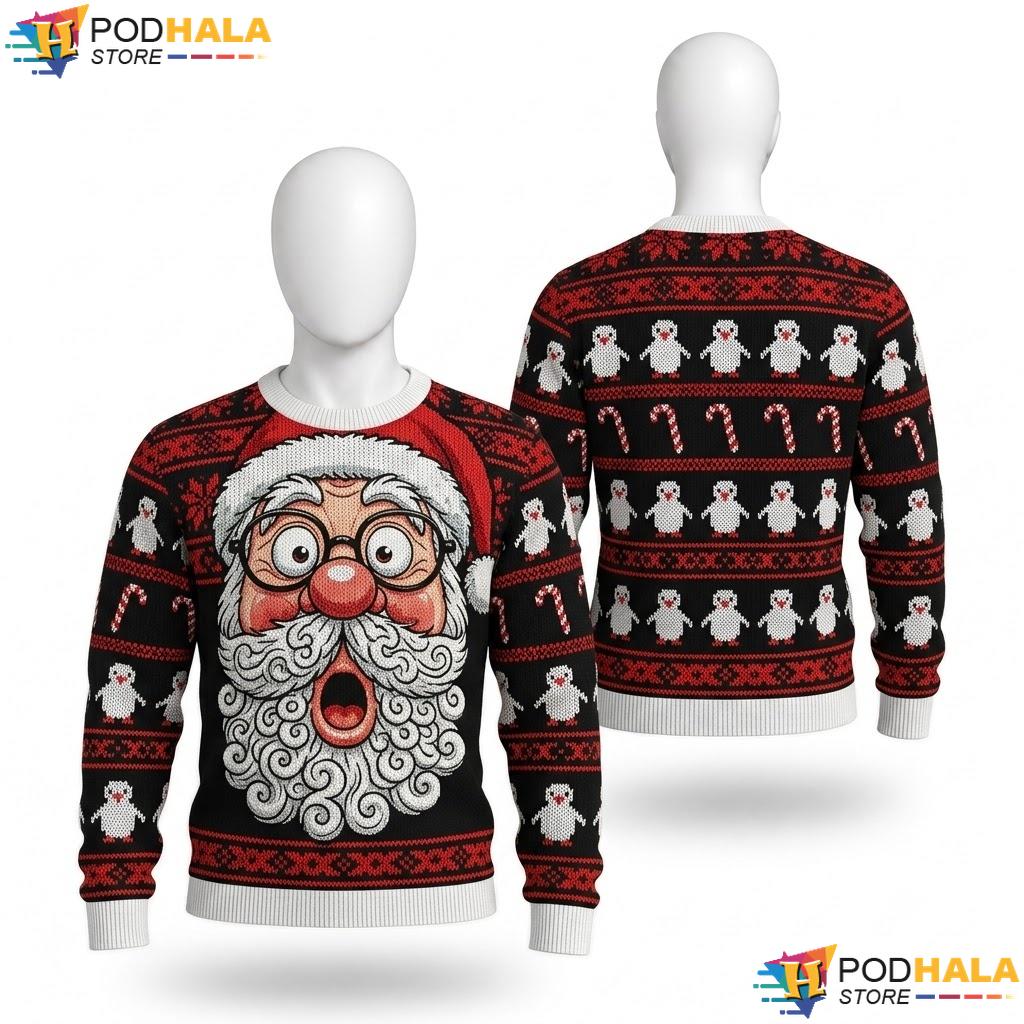 Santa Claus Funny Ugly Xmas Sweater Cute Holiday Mens Graphic Pullover