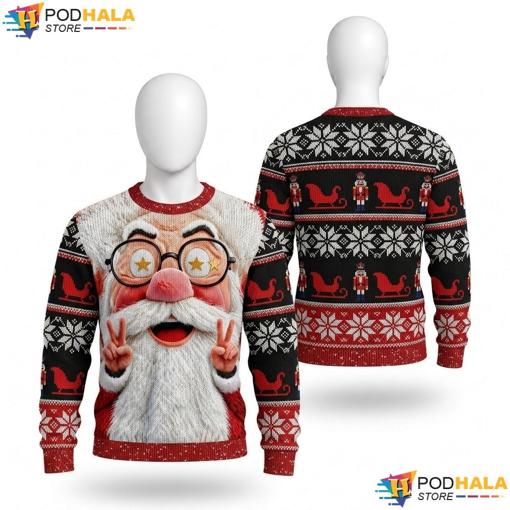 Santa Claus Funny Ugly Xmas Sweater Playful Holiday Mens Winter Wear