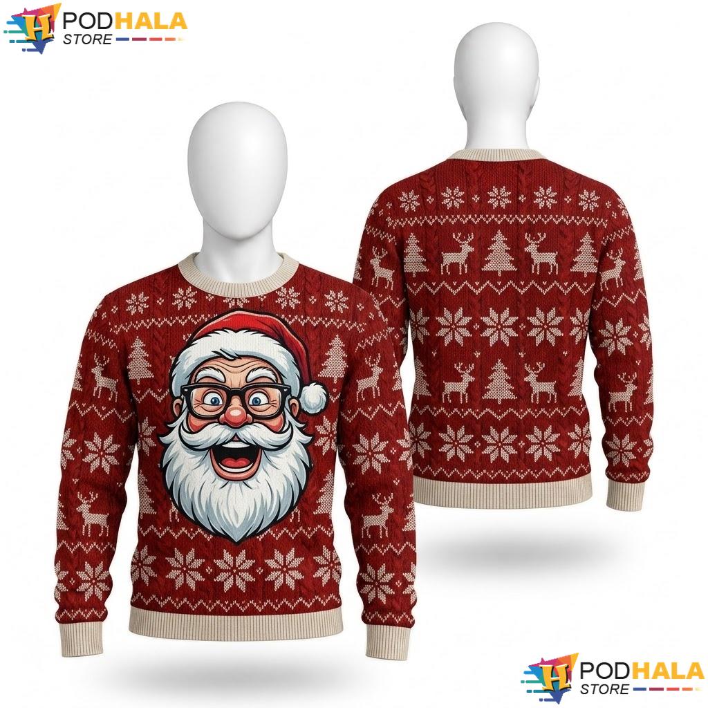 Santa Claus Funny Vintage Christmas Sweater Mens Holiday Graphic Top