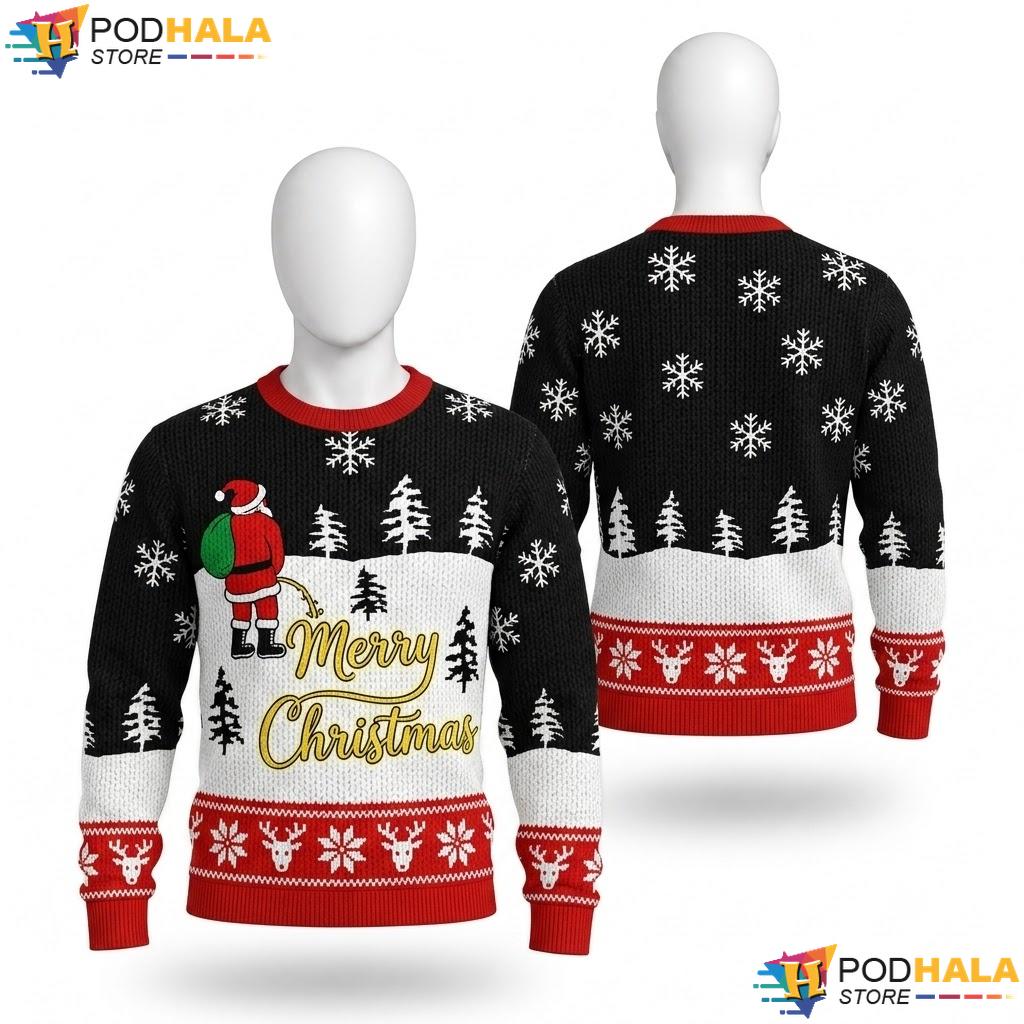 Santa Claus Light Up Xmas Sweater Multicolored Merry Mens Outfit Top